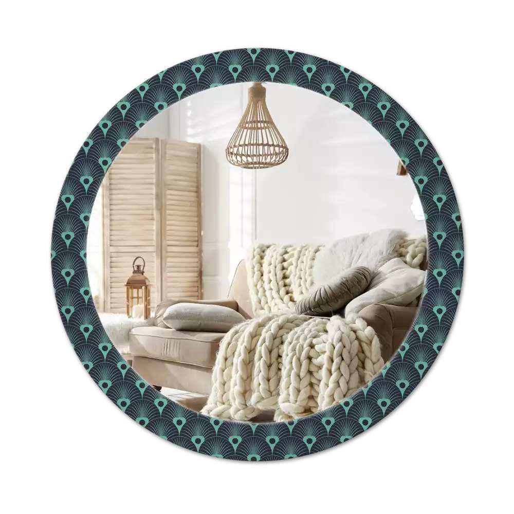 Espejo redondo estampado Patrón floral