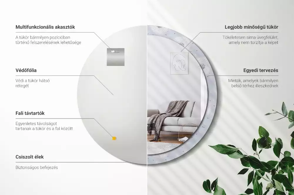 Espejo redondo impreso Dientes de león