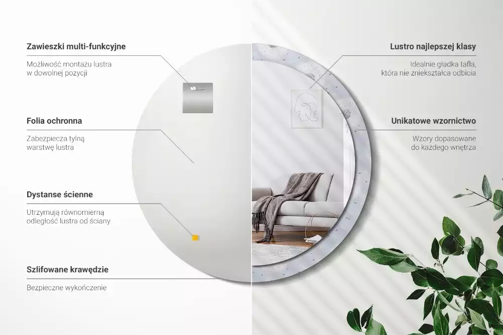 Espejo redondo impreso Dientes de león