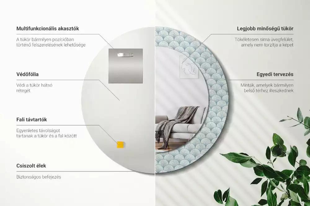 Espejo redondo con decoración Patrón vintage retro