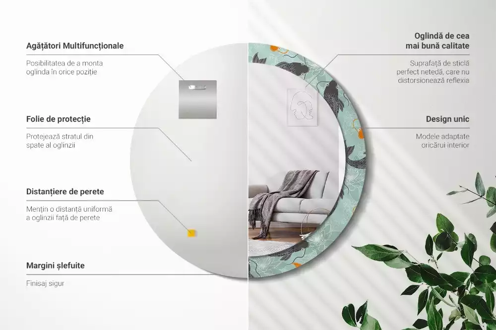 Espejo redondo impreso carpa koi