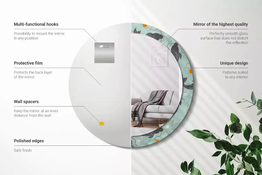 Espejo redondo impreso carpa koi