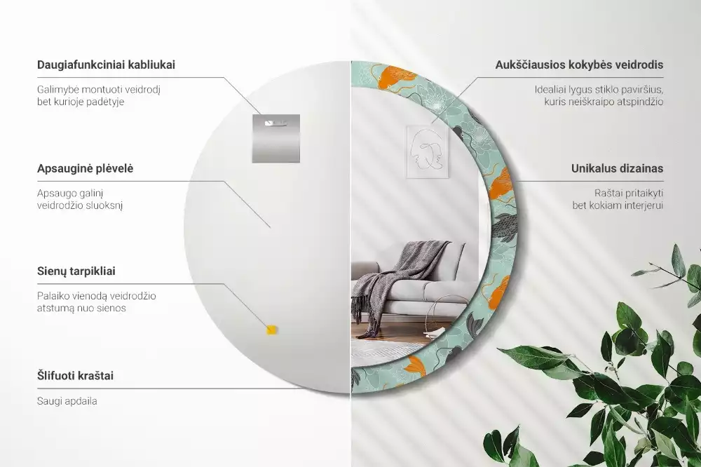 Espejo redondo impreso carpa koi