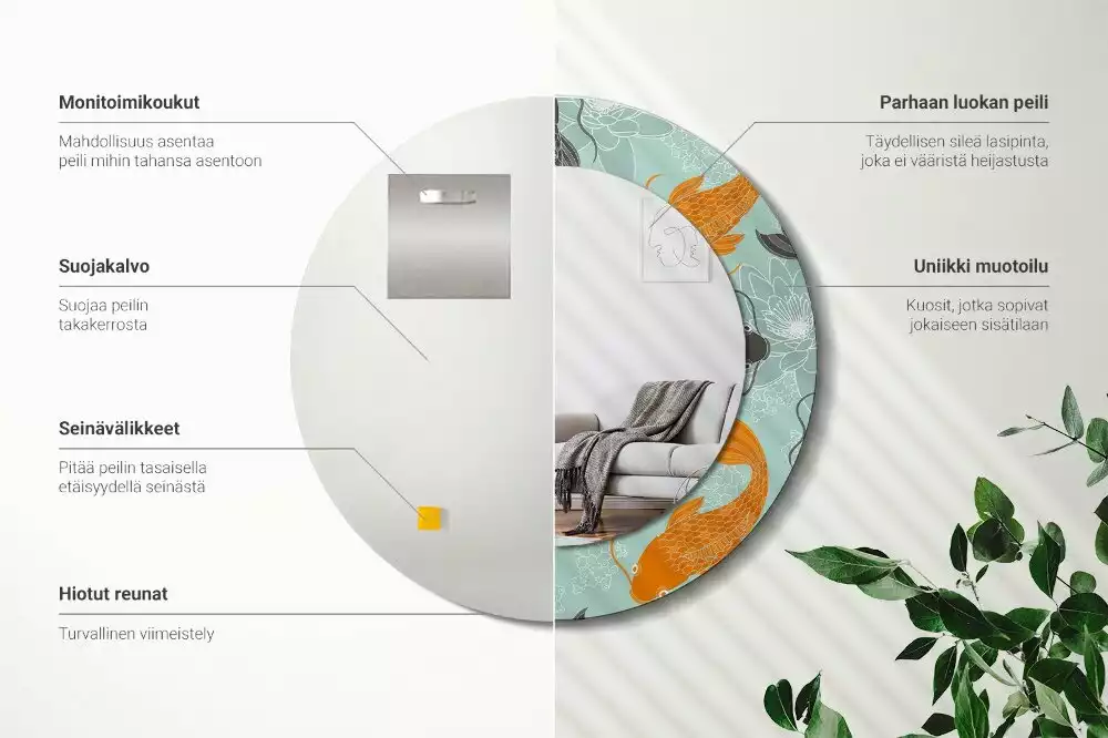 Espejo redondo impreso carpa koi