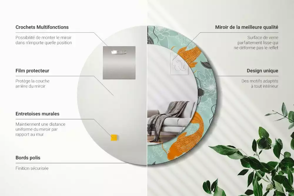 Espejo redondo impreso carpa koi