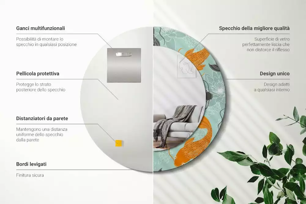 Espejo redondo impreso carpa koi