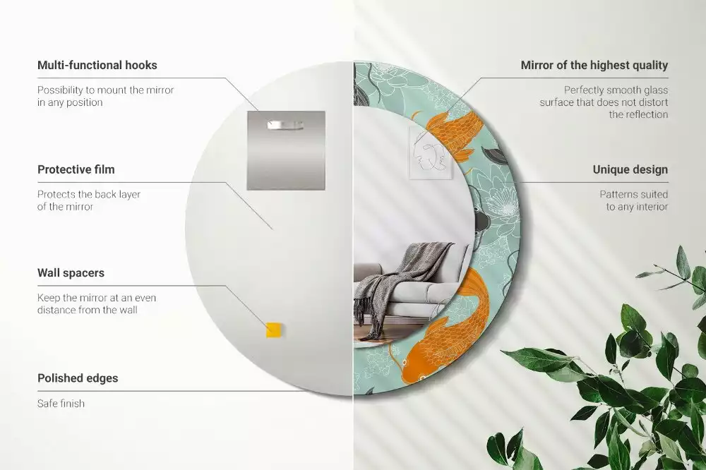 Espejo redondo impreso carpa koi