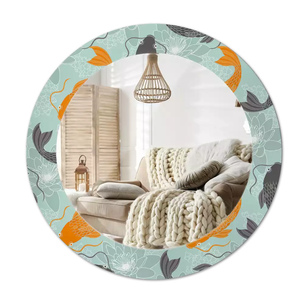 Espejo redondo impreso carpa koi