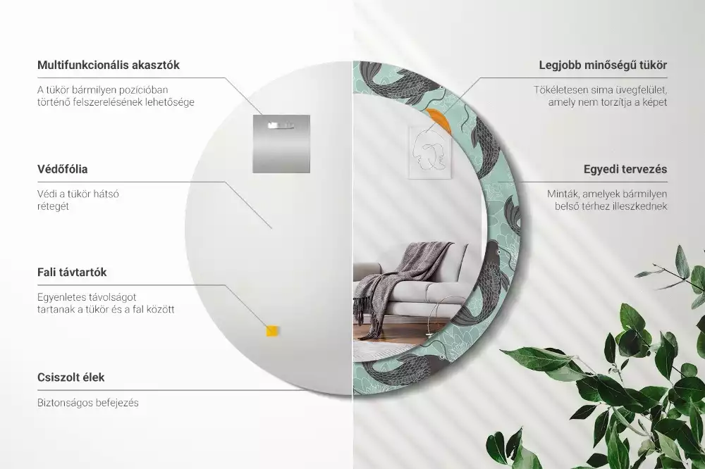 Espejo redondo impreso carpa koi