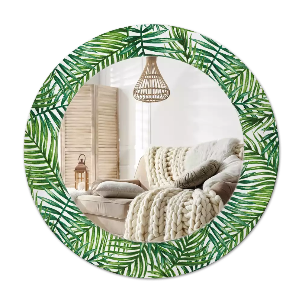 Espejo redondo con decoración Palmera tropical