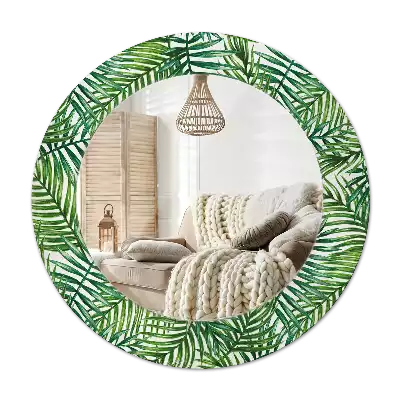 Espejo redondo con decoración Palmera tropical
