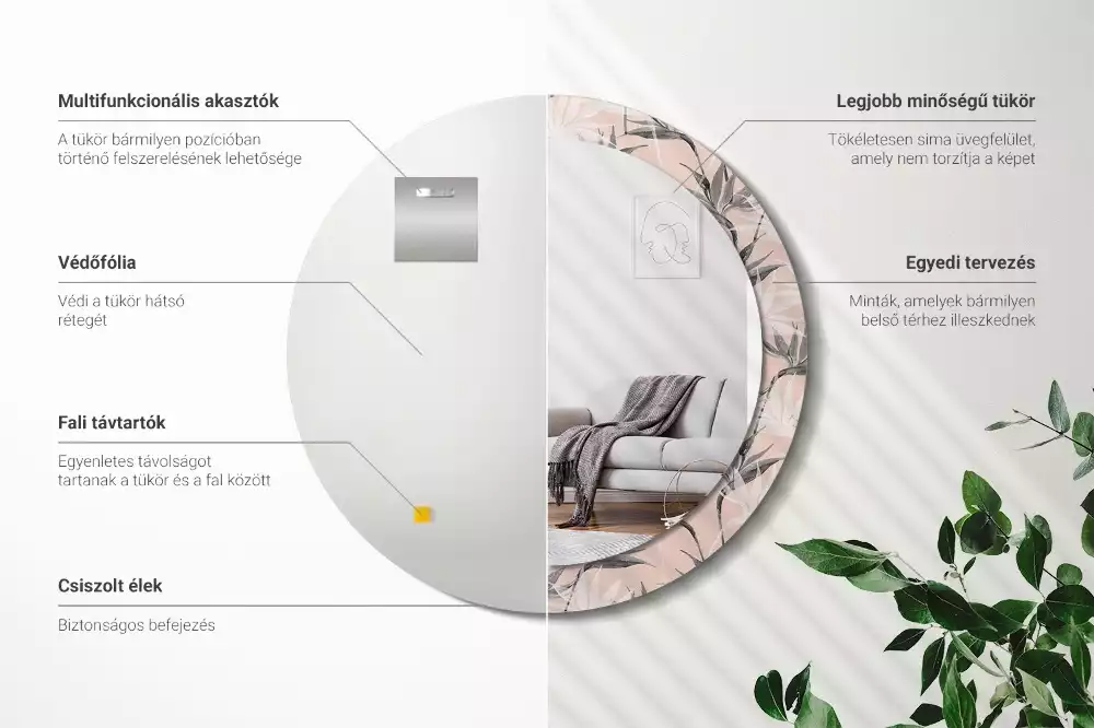 Espejo redondo con decoración Strelitzia