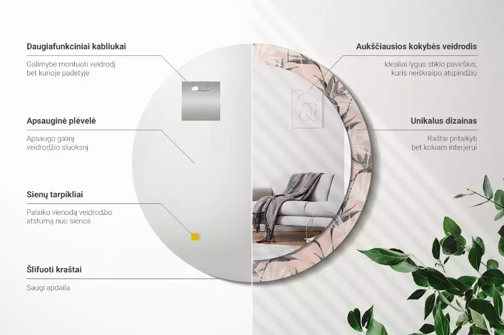 Espejo redondo con decoración Strelitzia