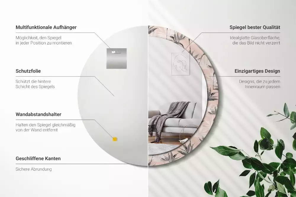 Espejo redondo con decoración Strelitzia