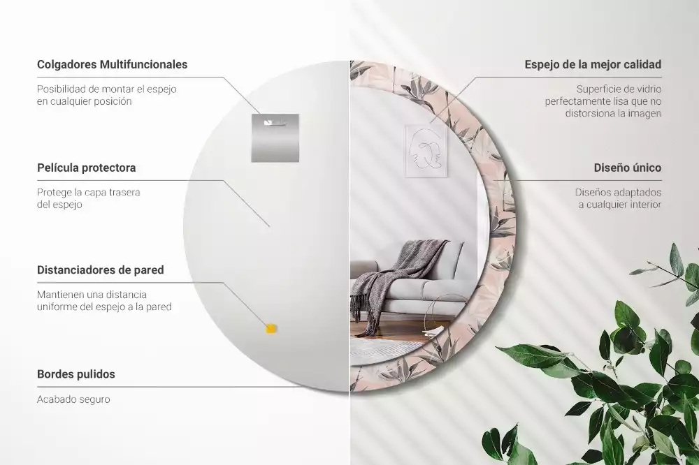 Espejo redondo con decoración Strelitzia