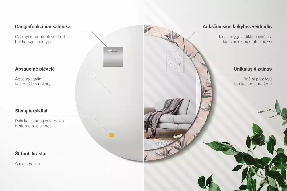 Espejo redondo con decoración Strelitzia