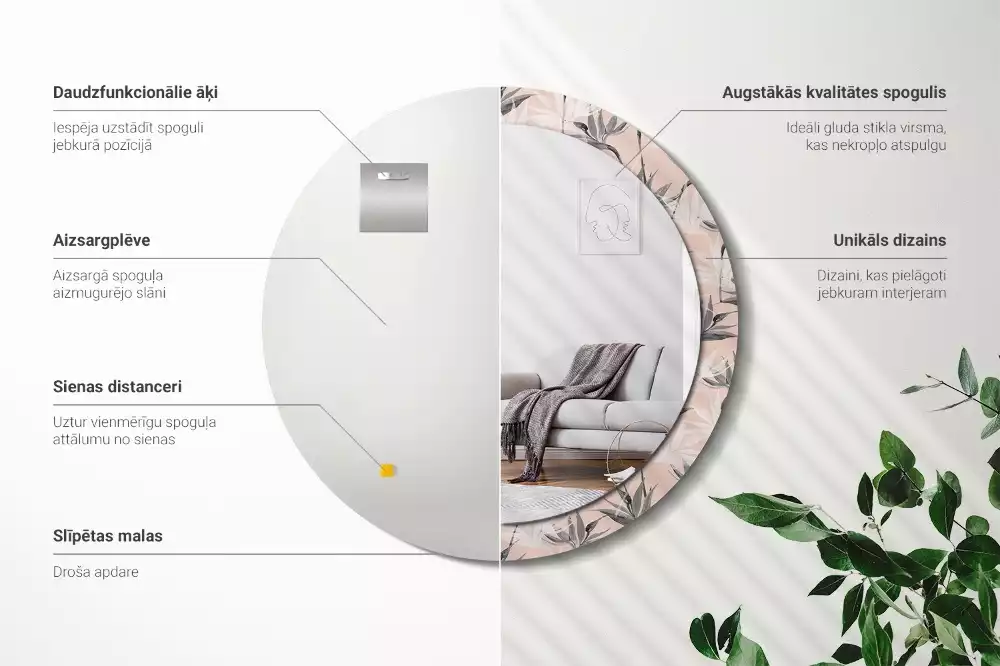 Espejo redondo con decoración Strelitzia