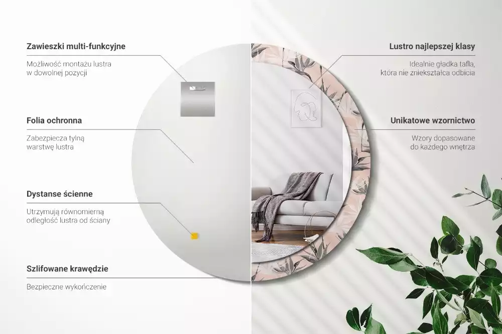 Espejo redondo con decoración Strelitzia