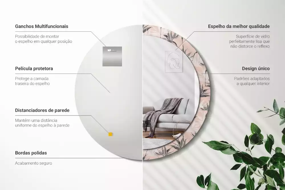 Espejo redondo con decoración Strelitzia