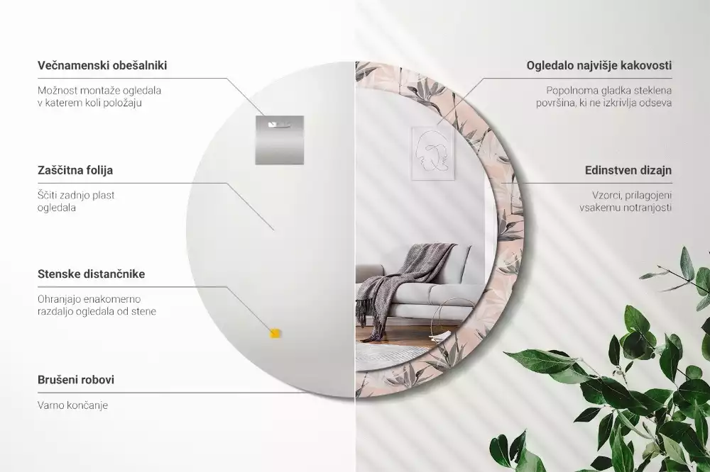 Espejo redondo con decoración Strelitzia