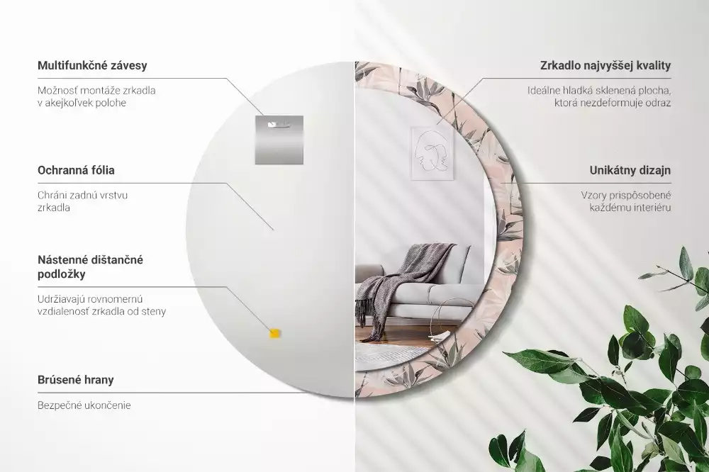 Espejo redondo con decoración Strelitzia