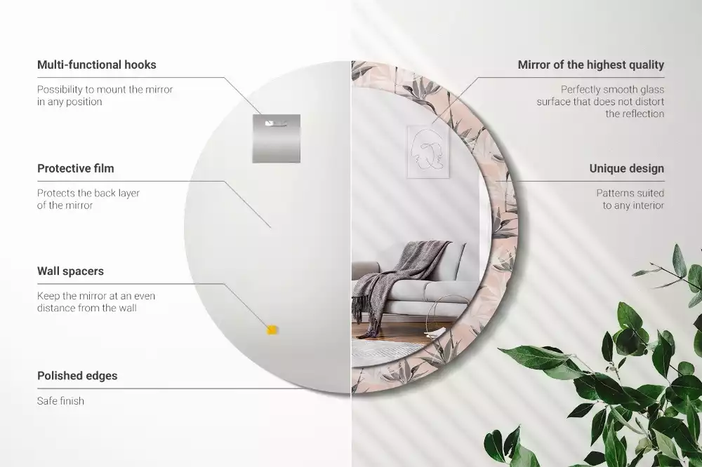 Espejo redondo con decoración Strelitzia