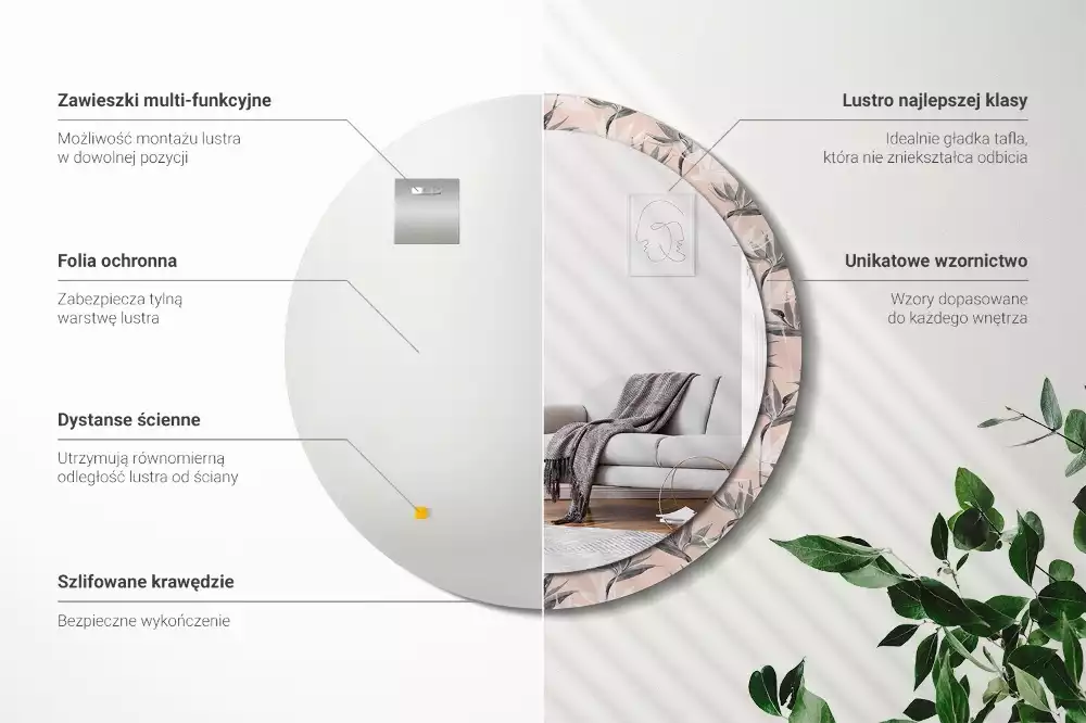 Espejo redondo con decoración Strelitzia