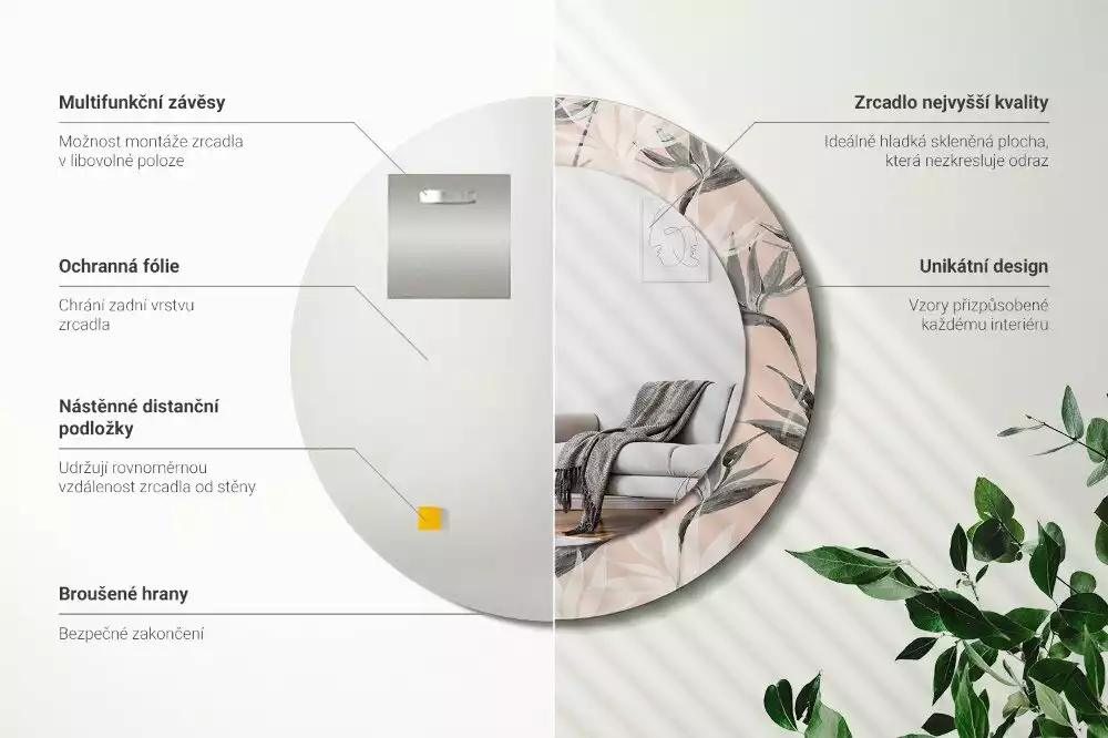 Espejo redondo con decoración Strelitzia