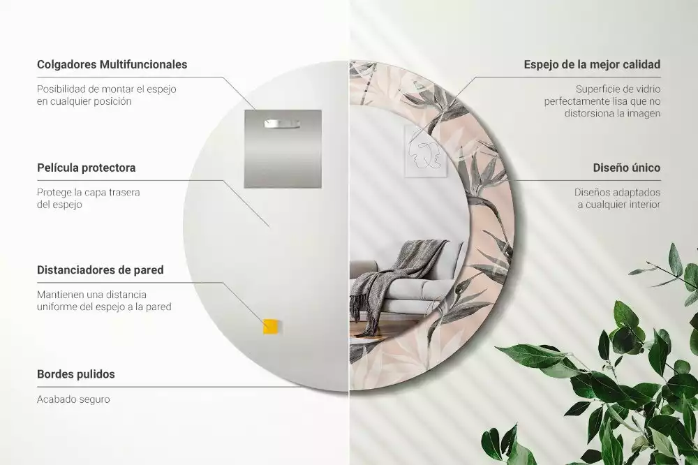 Espejo redondo con decoración Strelitzia