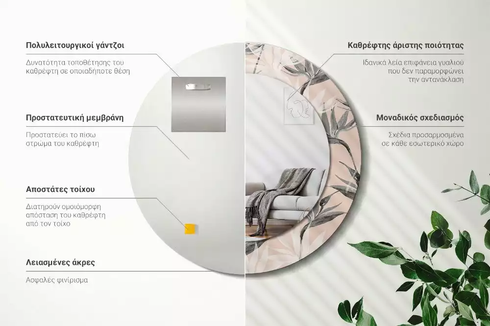 Espejo redondo con decoración Strelitzia