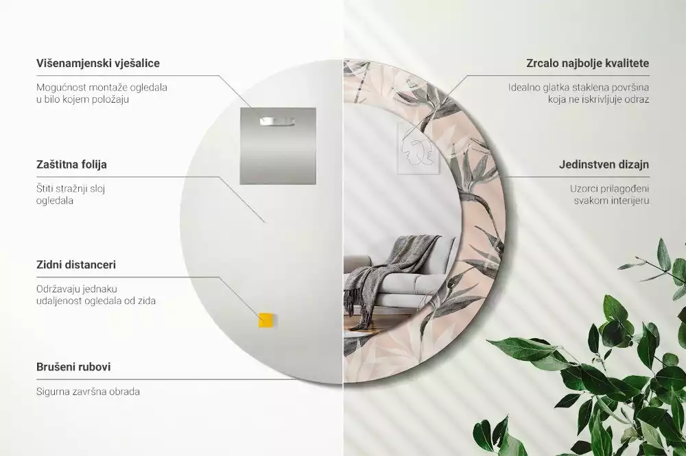 Espejo redondo con decoración Strelitzia