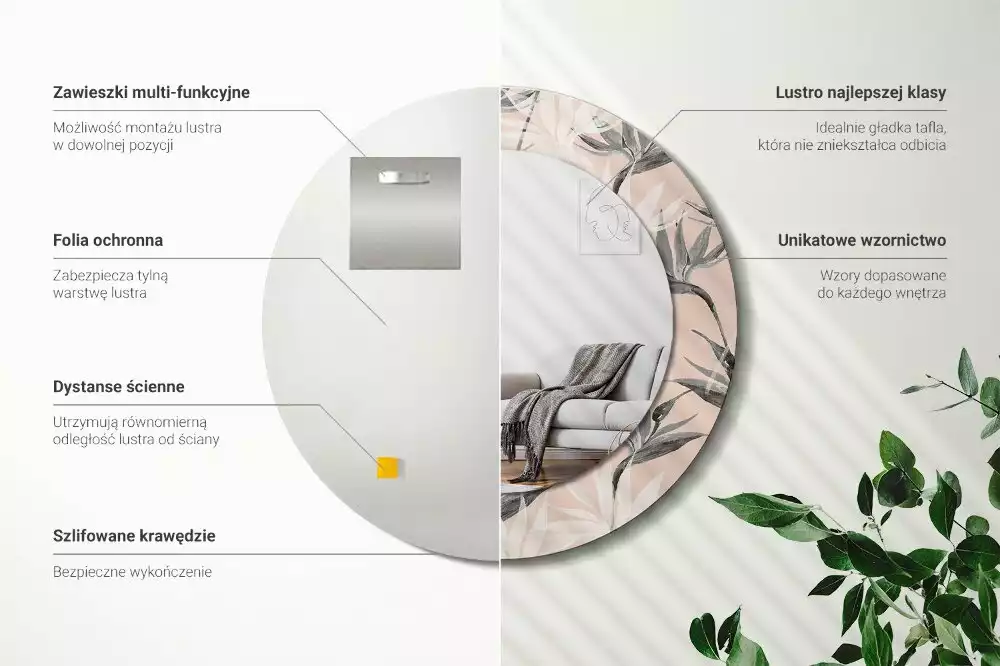 Espejo redondo con decoración Strelitzia