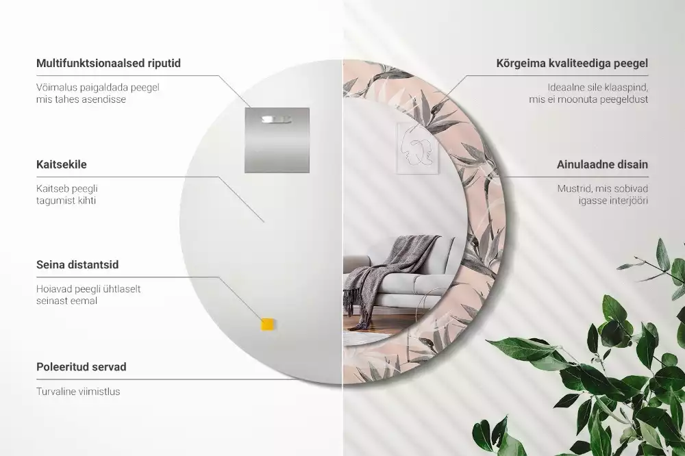 Espejo redondo con decoración Strelitzia