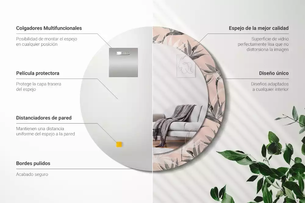 Espejo redondo con decoración Strelitzia