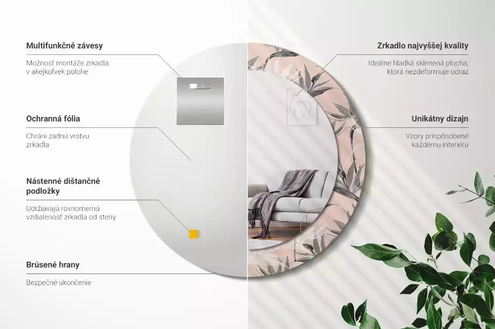 Espejo redondo con decoración Strelitzia