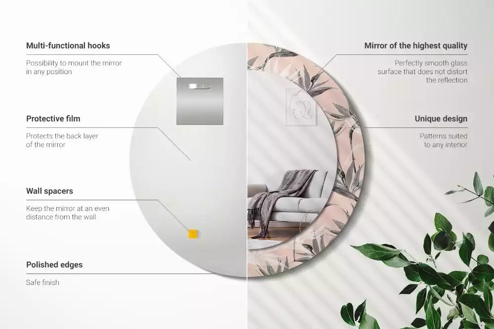 Espejo redondo con decoración Strelitzia