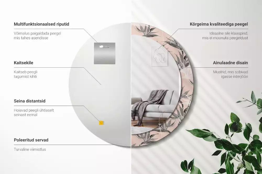 Espejo redondo con decoración Strelitzia