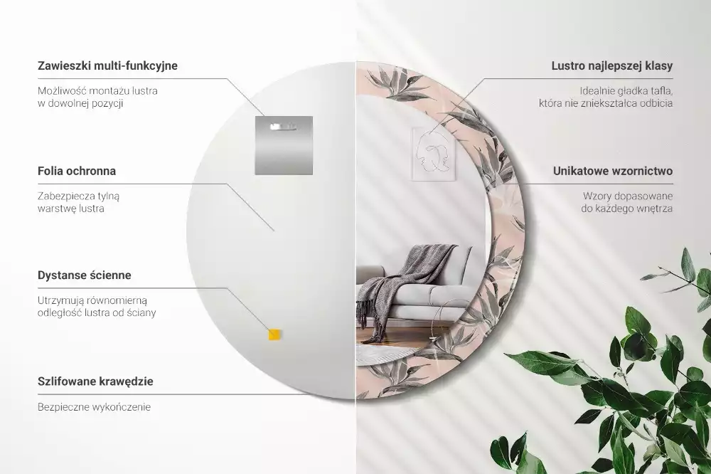 Espejo redondo con decoración Strelitzia