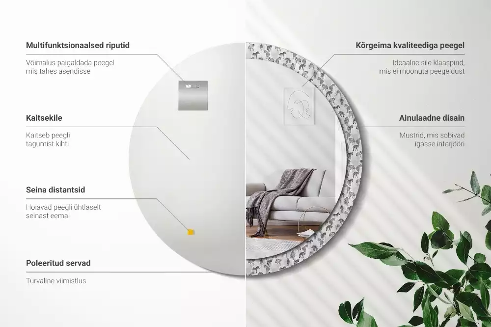 Espejo redondo impreso Tigre tropical