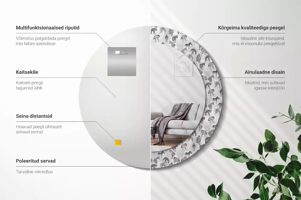 Espejo redondo impreso Tigre tropical