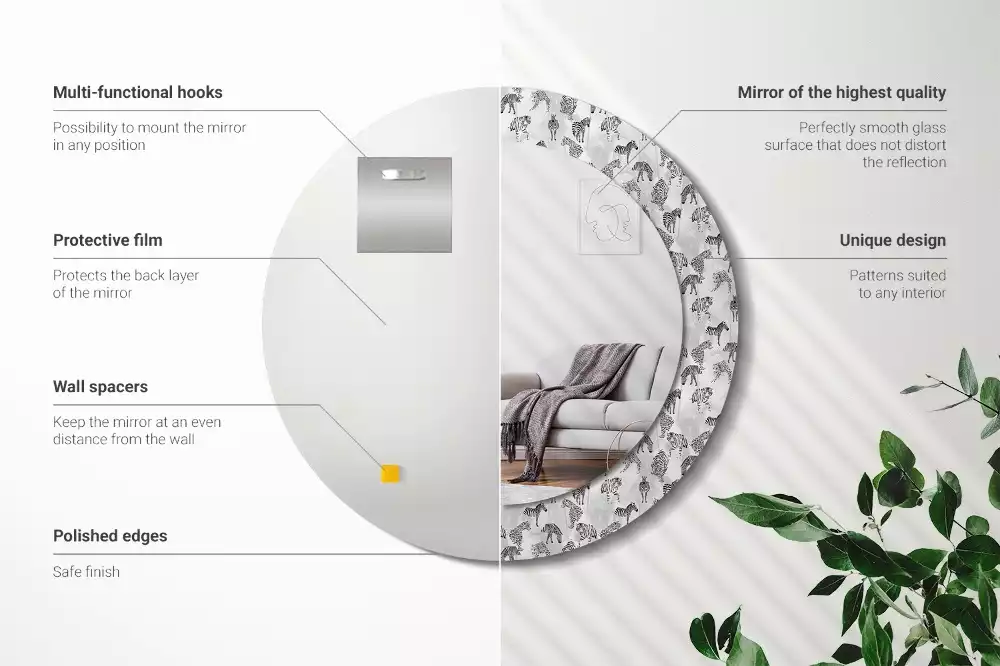 Espejo redondo impreso Tigre tropical