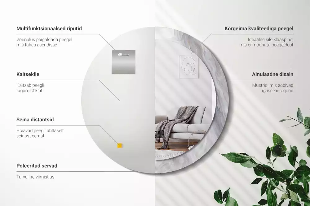 Espejo redondo estampado Mármol abstracto