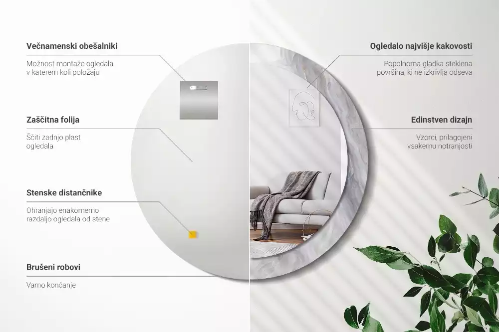 Espejo redondo estampado Mármol abstracto