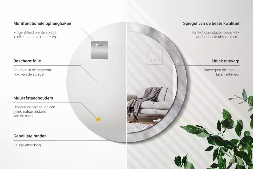 Espejo redondo estampado Mármol abstracto