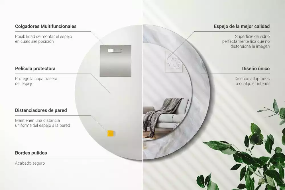 Espejo redondo estampado Mármol abstracto