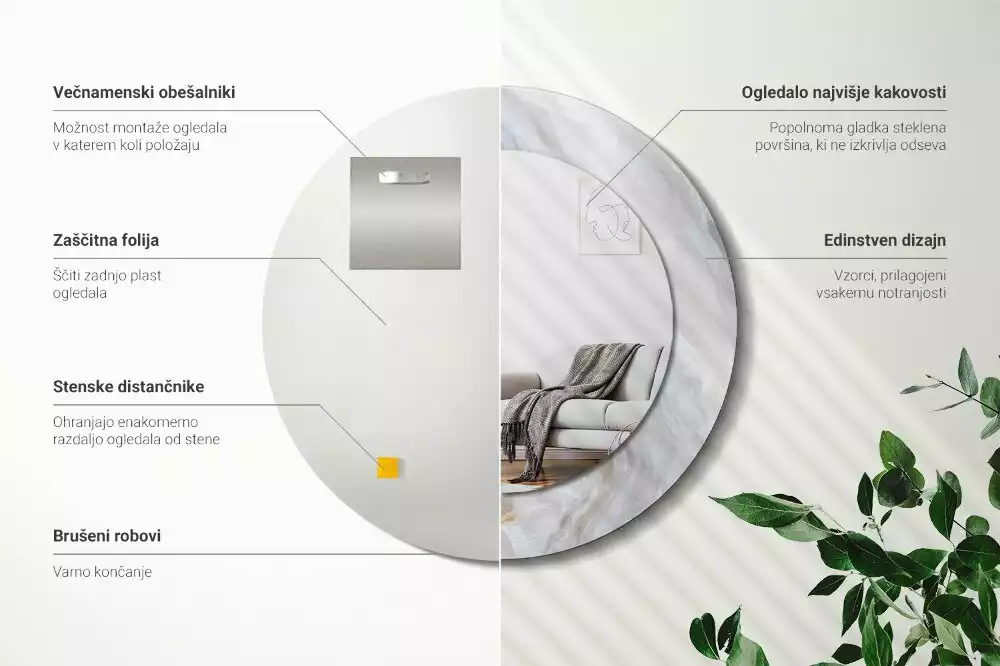 Espejo redondo estampado Mármol abstracto