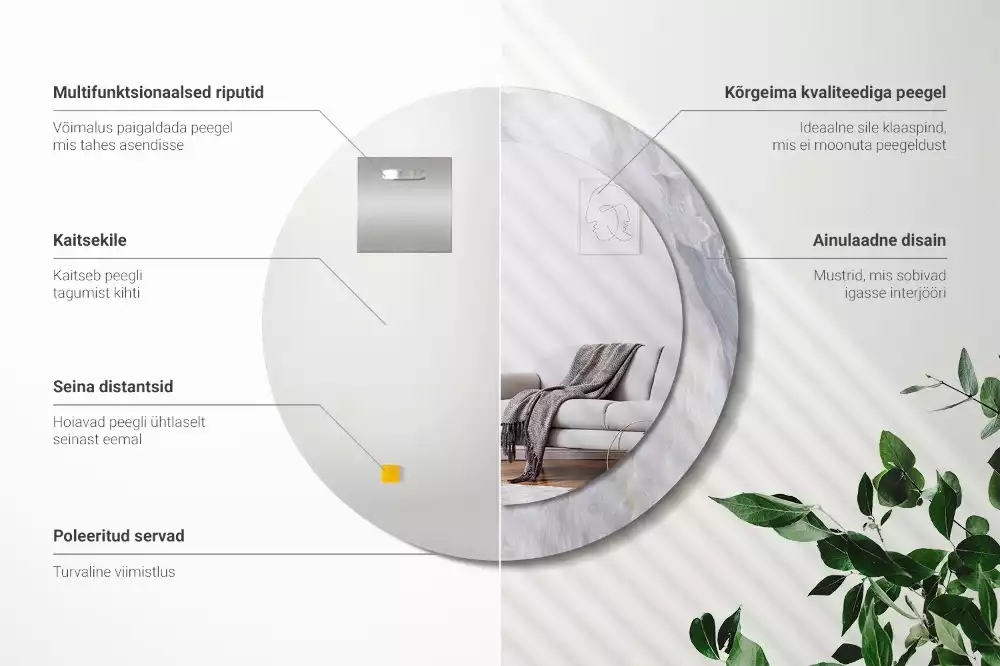 Espejo redondo estampado Mármol abstracto