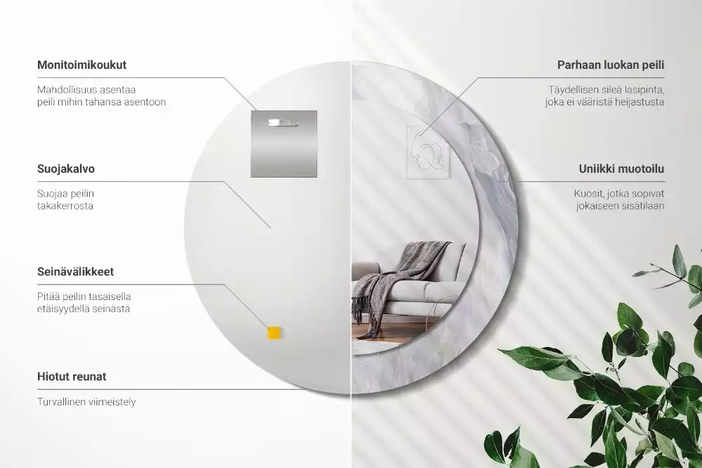 Espejo redondo estampado Mármol abstracto