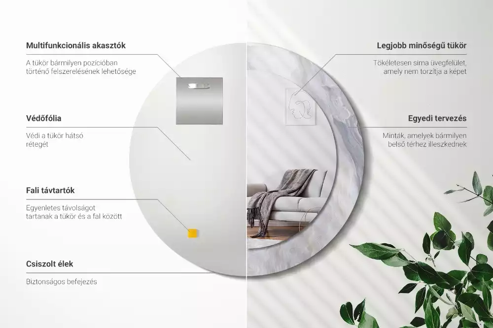 Espejo redondo estampado Mármol abstracto