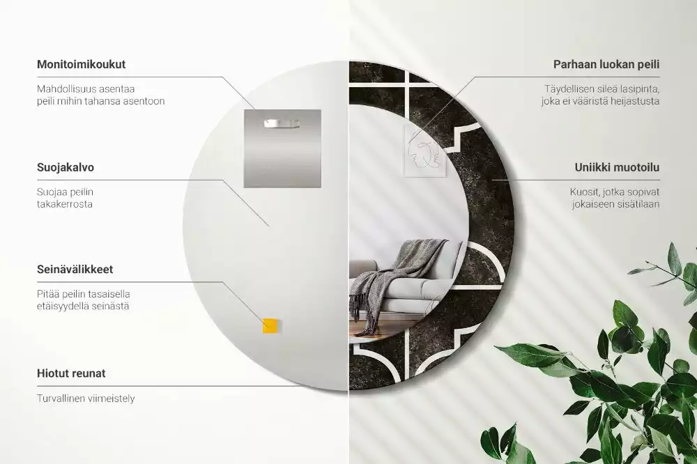 Espejo redondo impreso Patrón antiguo